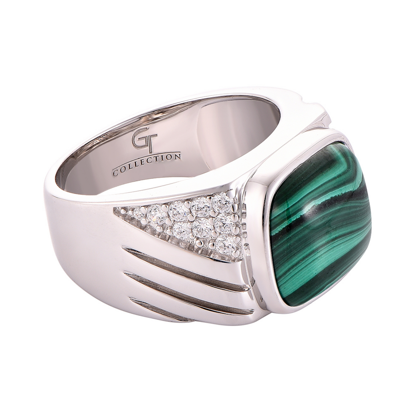 Men's 925 Sterling Silver RING with MALACHITE stone