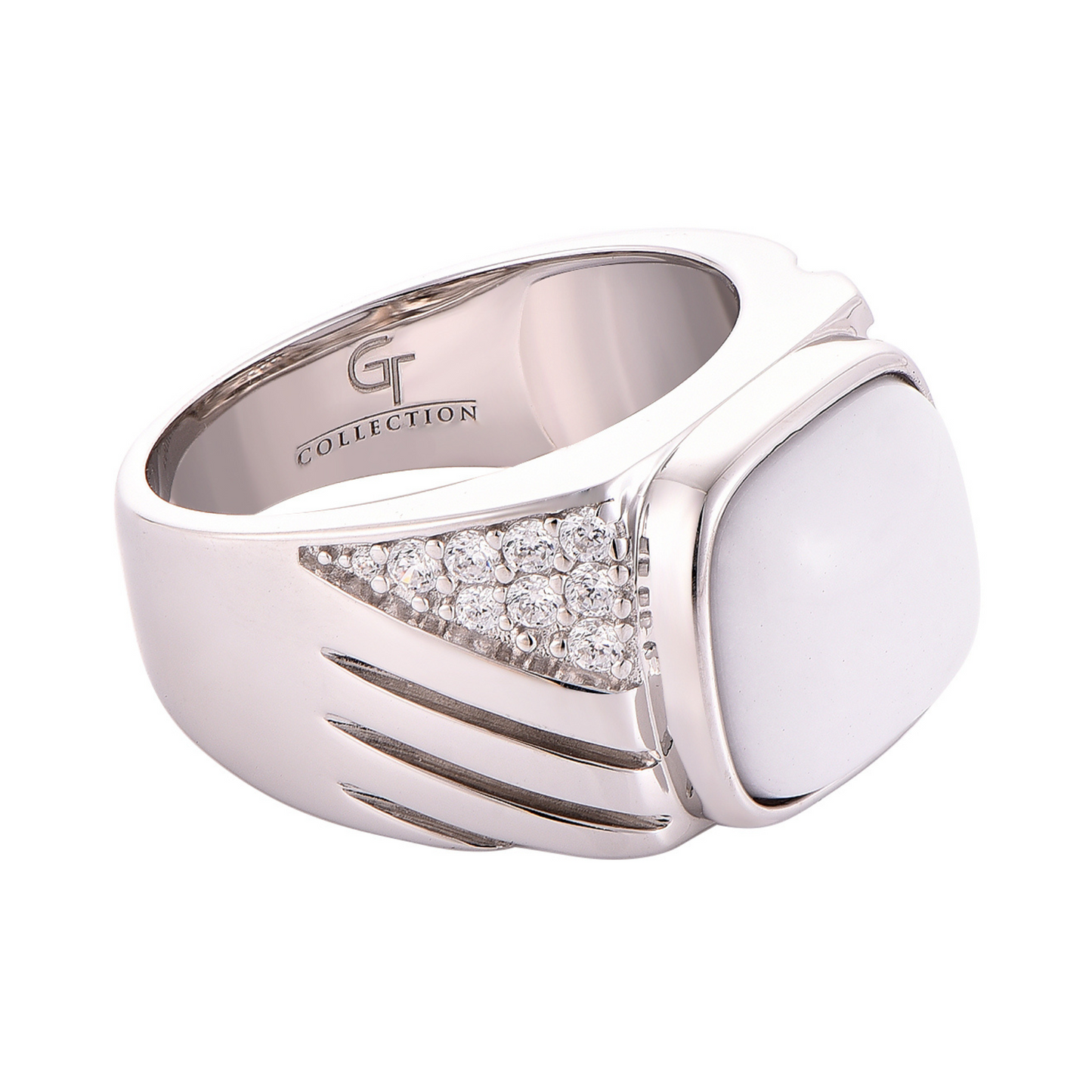Men's 925 Sterling Silver RING with White HOWLITE stone