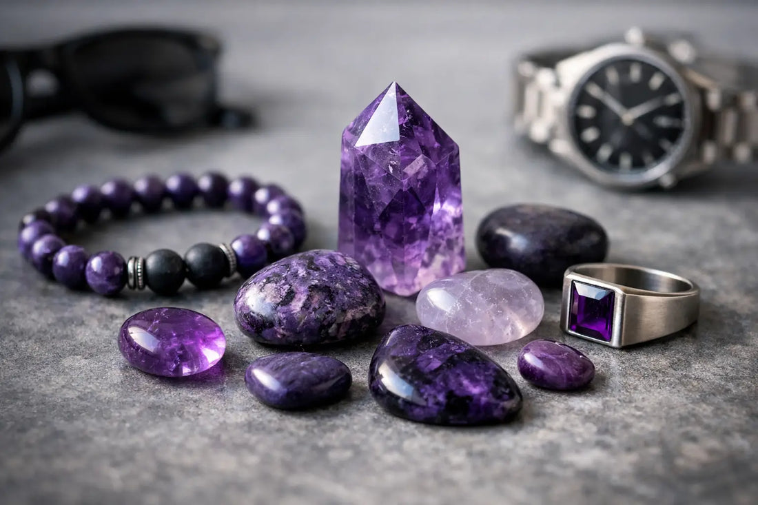 Natural Purple Semi Precious Stones for Men
