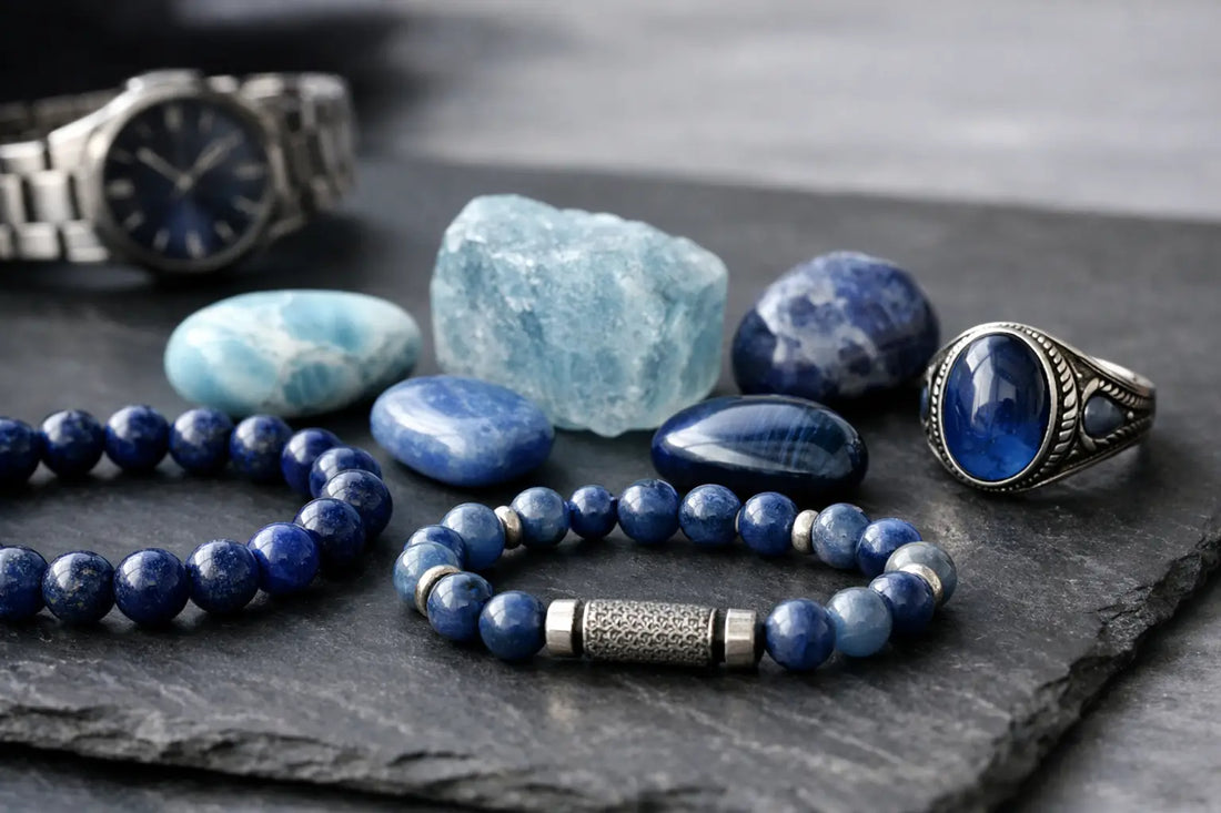 Natural Blue Semi Precious Stones for Men