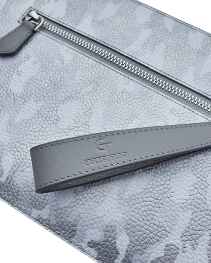 Leather pouch base with embossed GT Collection logo and contrast trim