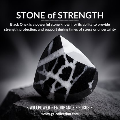 Men's BLACK ONYX Bracelet with Golden HAMSA Hand