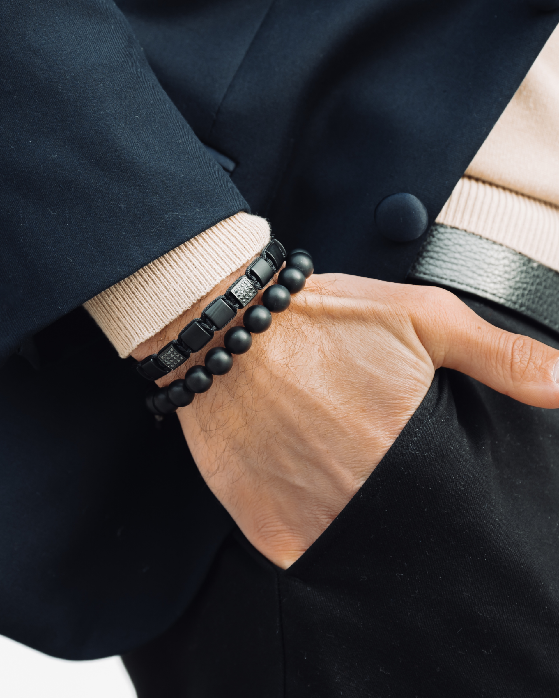 SET DA 3 PEZZI - Bracciali in onice nero - Il set della forza Immagine secondaria del prodotto