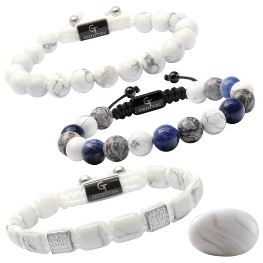 3 PIECE SET - HOWLITE Bracelets - The Calmness Set