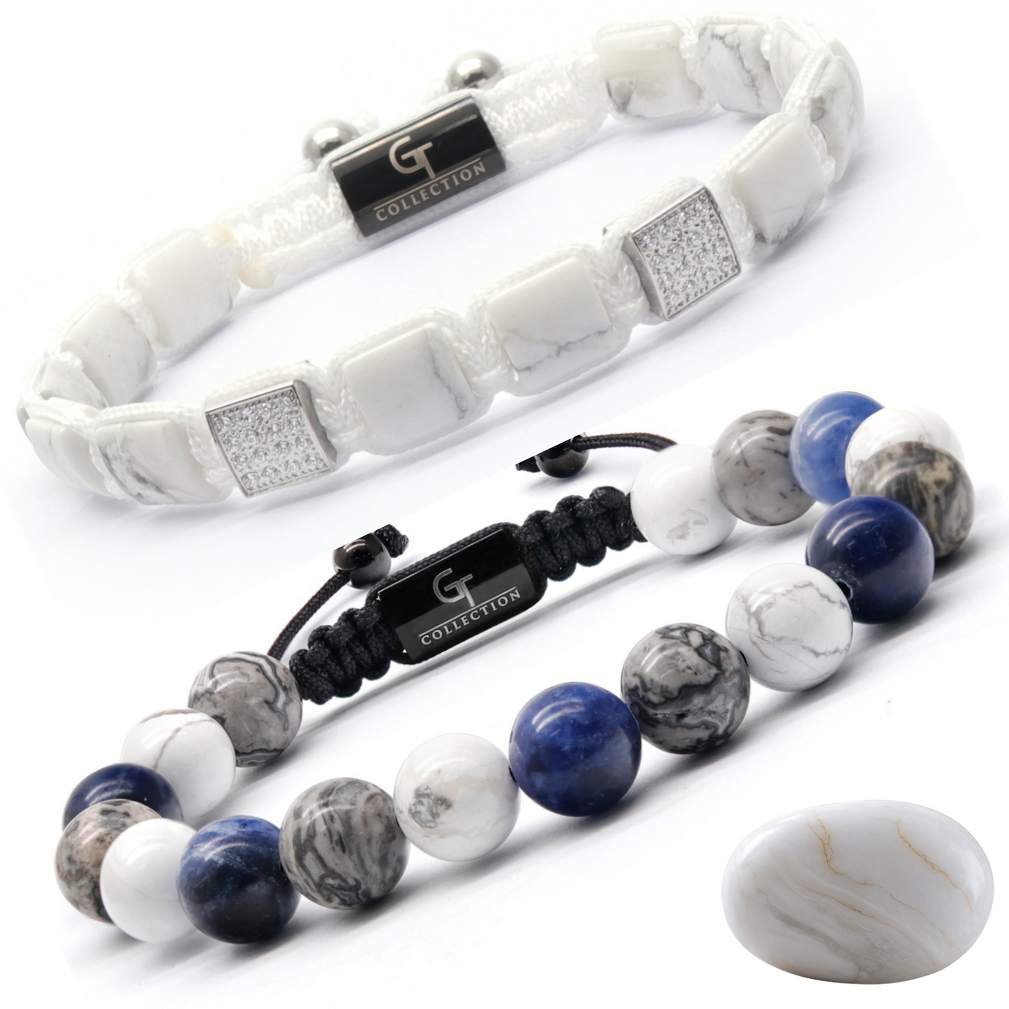 2 PIECE SET - SODALITE Single Bead & Flatbead Bracelet