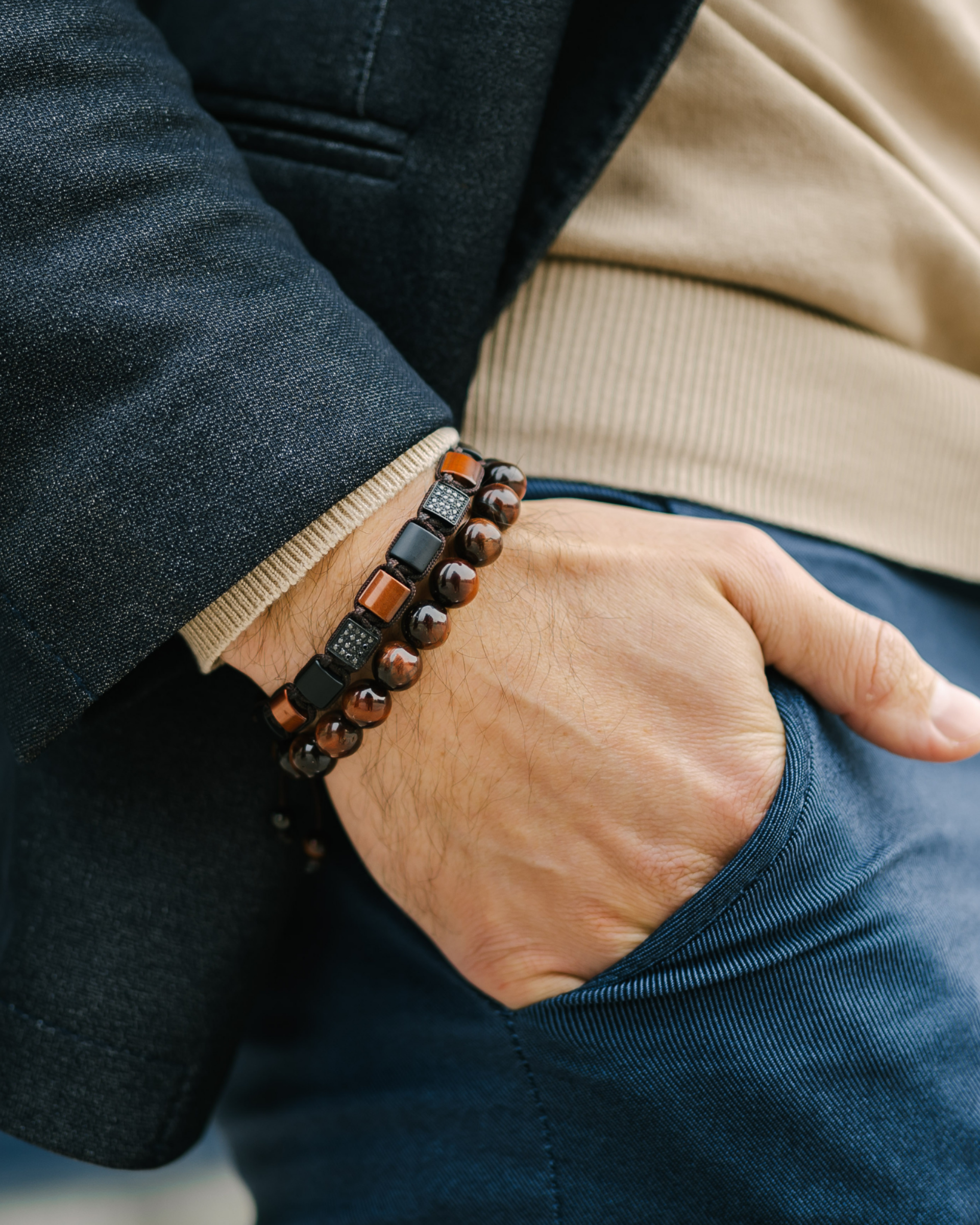 SET DA 2 BRACCIALETTI ROSSI OCCHIO DI TIGRE - Il Set Motivazionale Immagine secondaria del prodotto