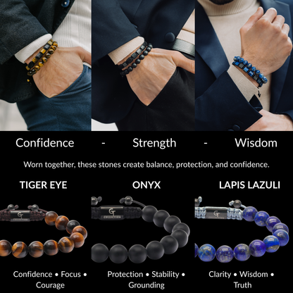 Single Bead Bracelet Set for Men – Confidence, Strength & Wisdom