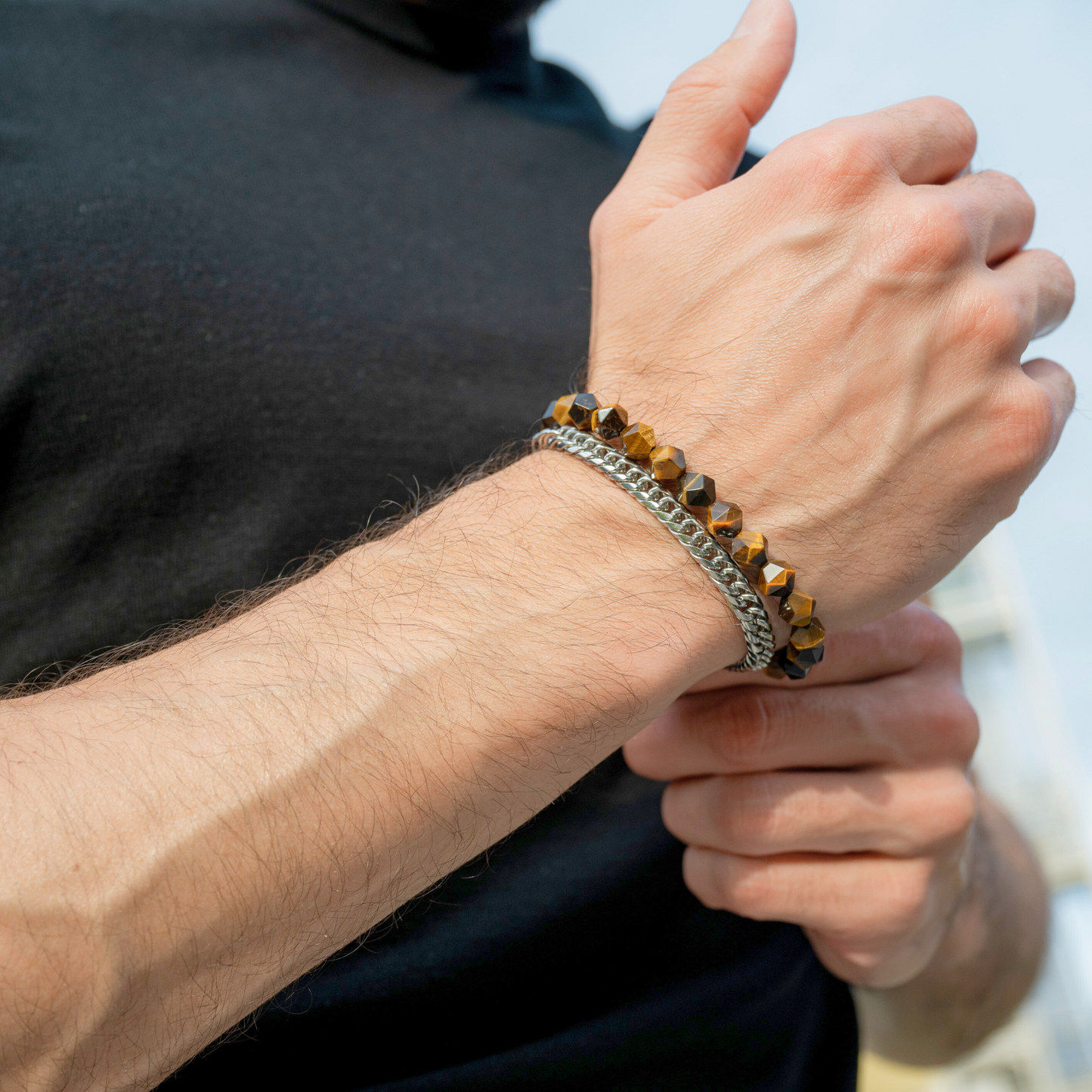 Men's TIGER EYE Faceted Bracelet