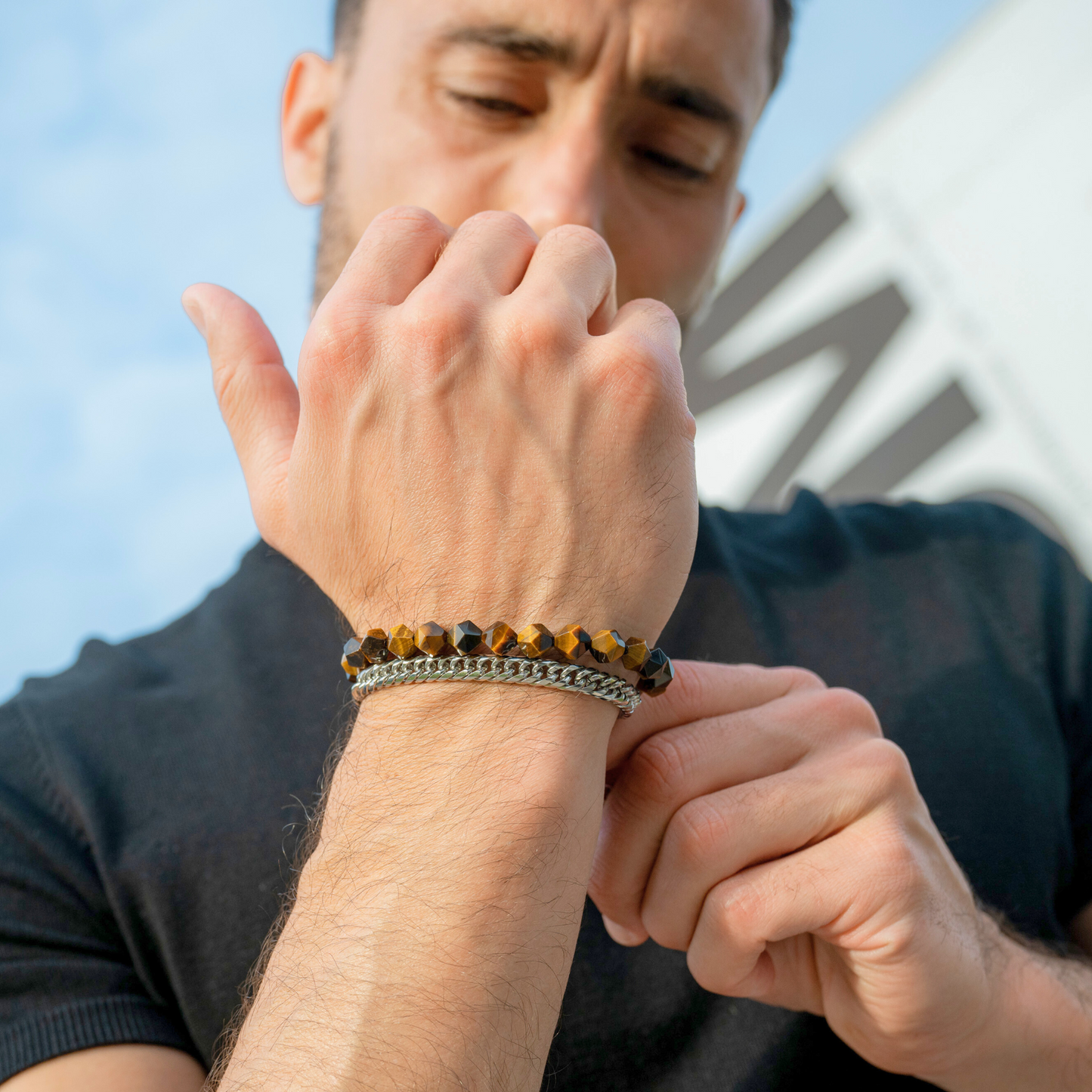 Men's TIGER EYE Faceted Bracelet