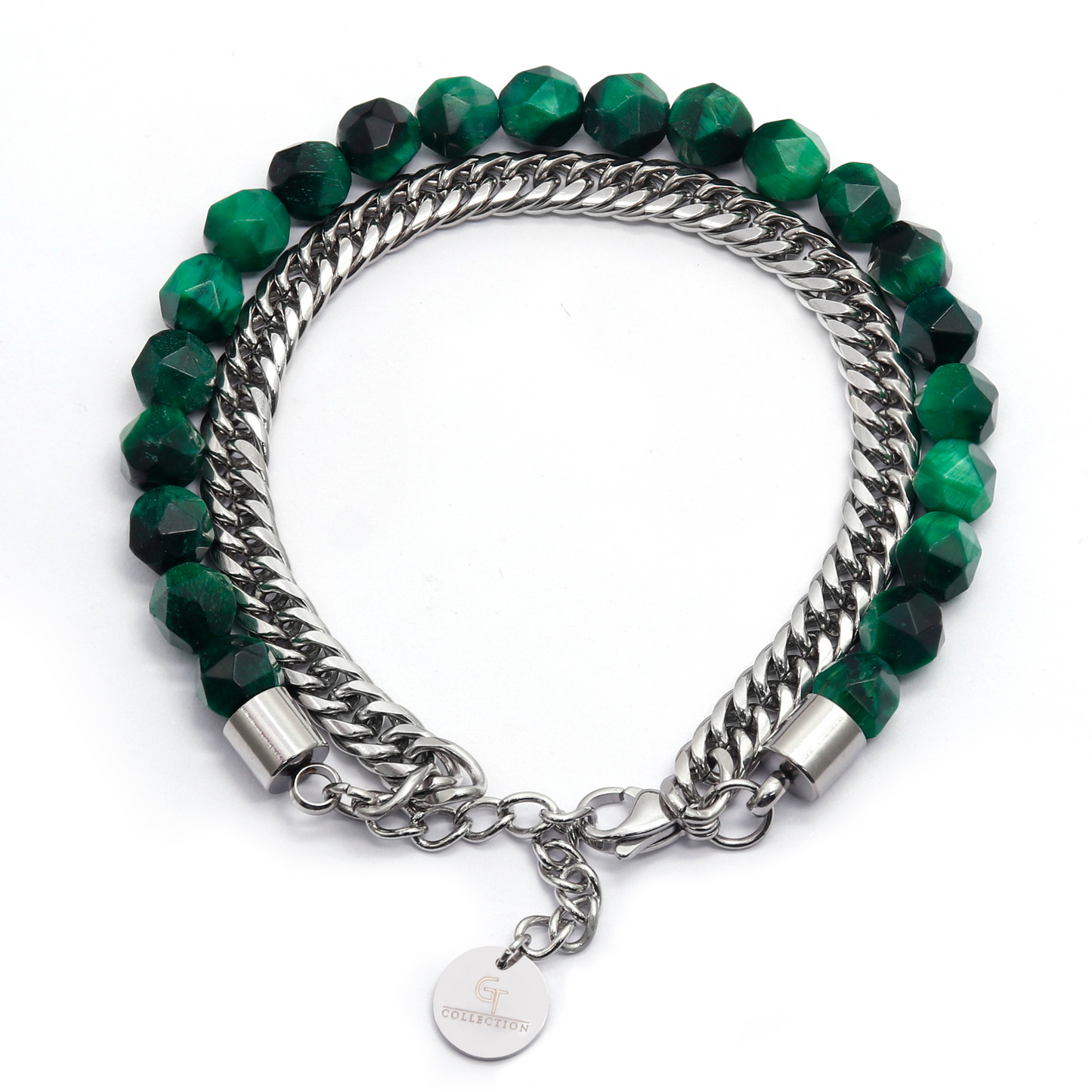 Men's GREEN TIGER EYE Faceted Bracelet