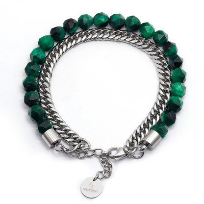 Men's GREEN TIGER EYE Faceted Bracelet
