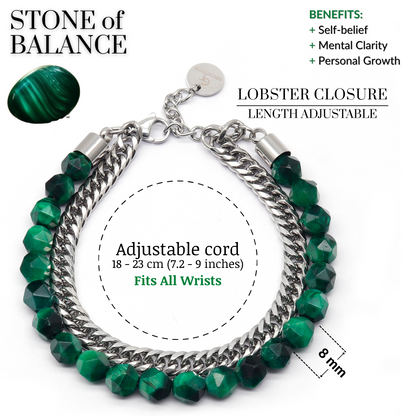 Men's GREEN TIGER EYE Faceted Bracelet