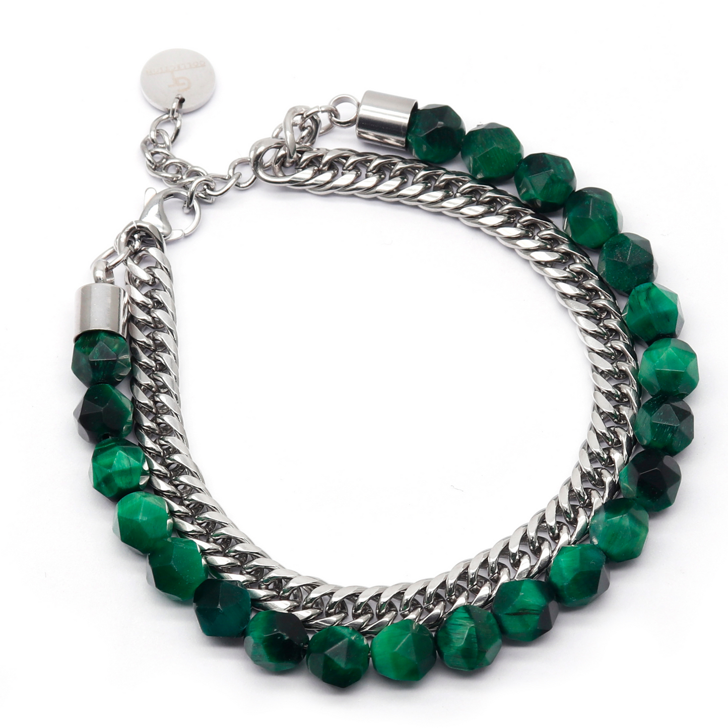 Men's GREEN TIGER EYE Faceted Bracelet