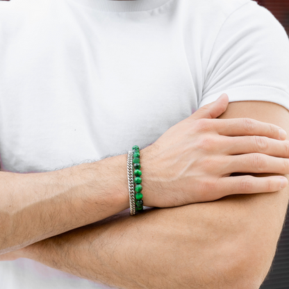 Men's GREEN TIGER EYE Faceted Bracelet