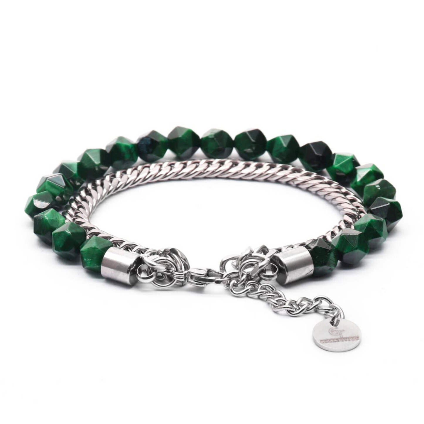 Men's GREEN TIGER EYE Faceted Bracelet