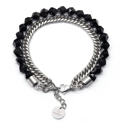 Men's BLACK ONYX Faceted Bracelet