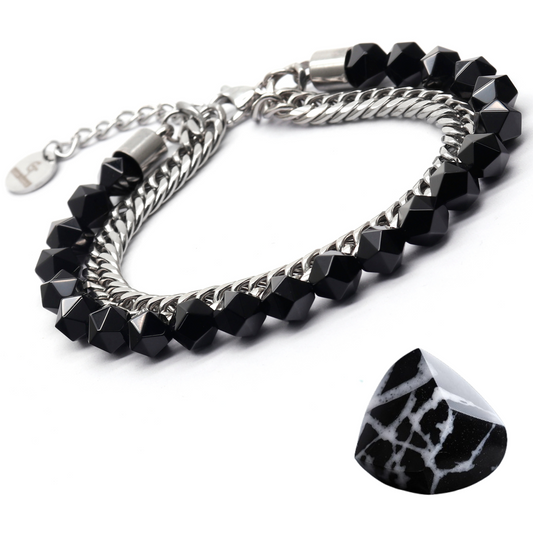 Men's BLACK ONYX Faceted Bracelet