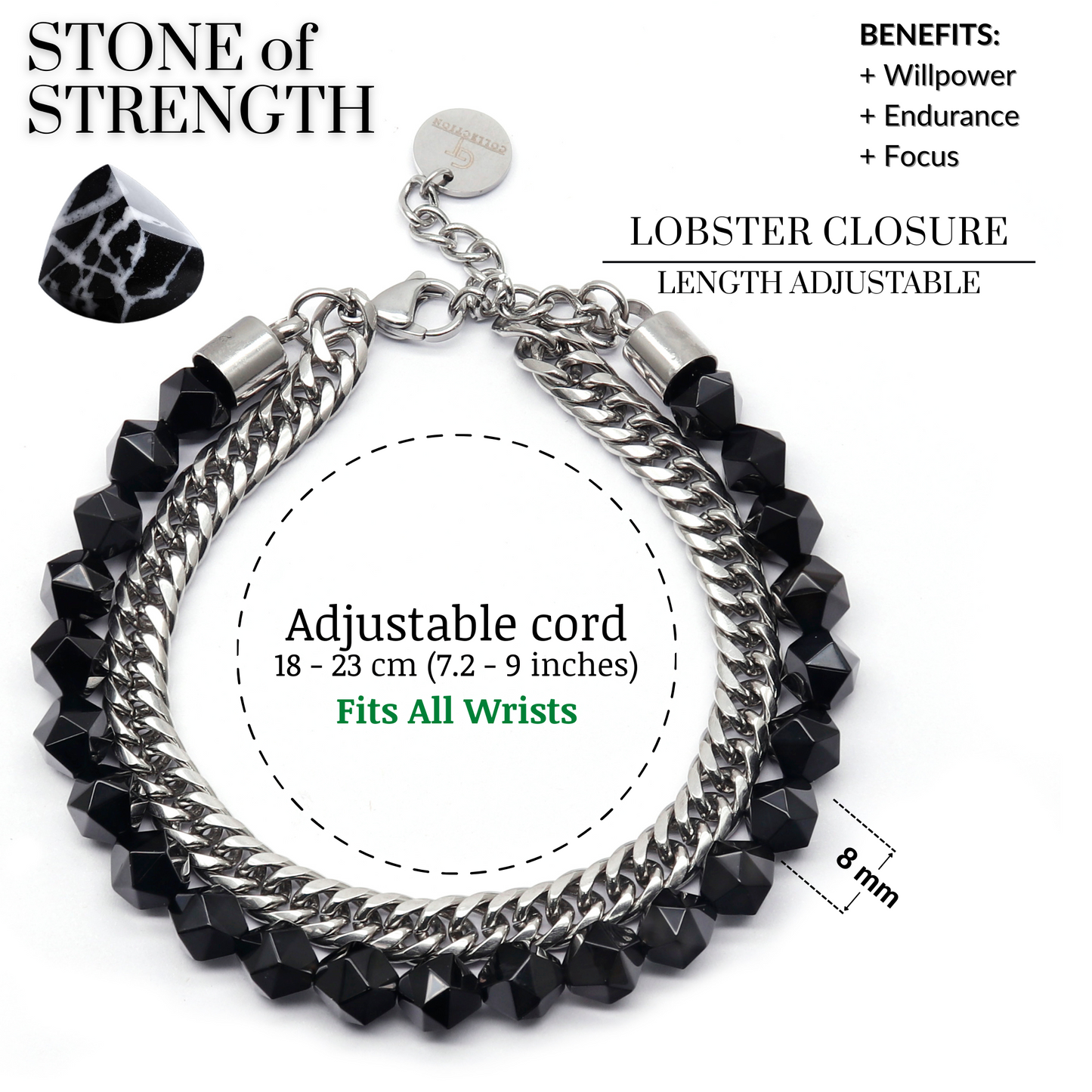 Men's BLACK ONYX Faceted Bracelet