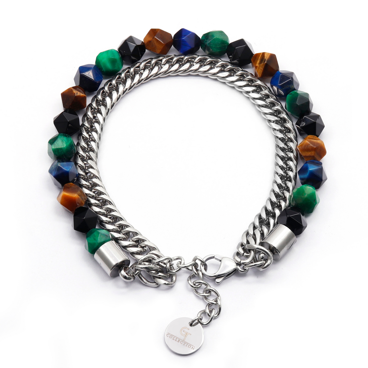 Men's MIXED TIGER EYE Faceted Bracelet