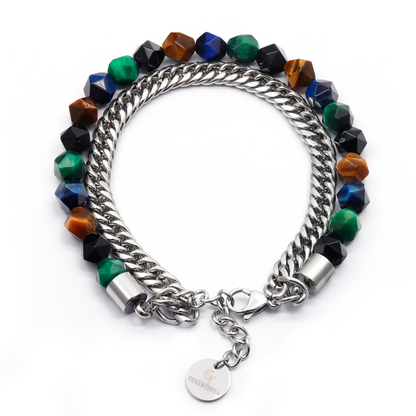 Men's MIXED TIGER EYE Faceted Bracelet