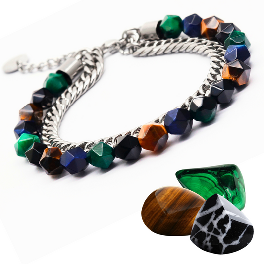 Men's MIXED TIGER EYE Faceted Bracelet