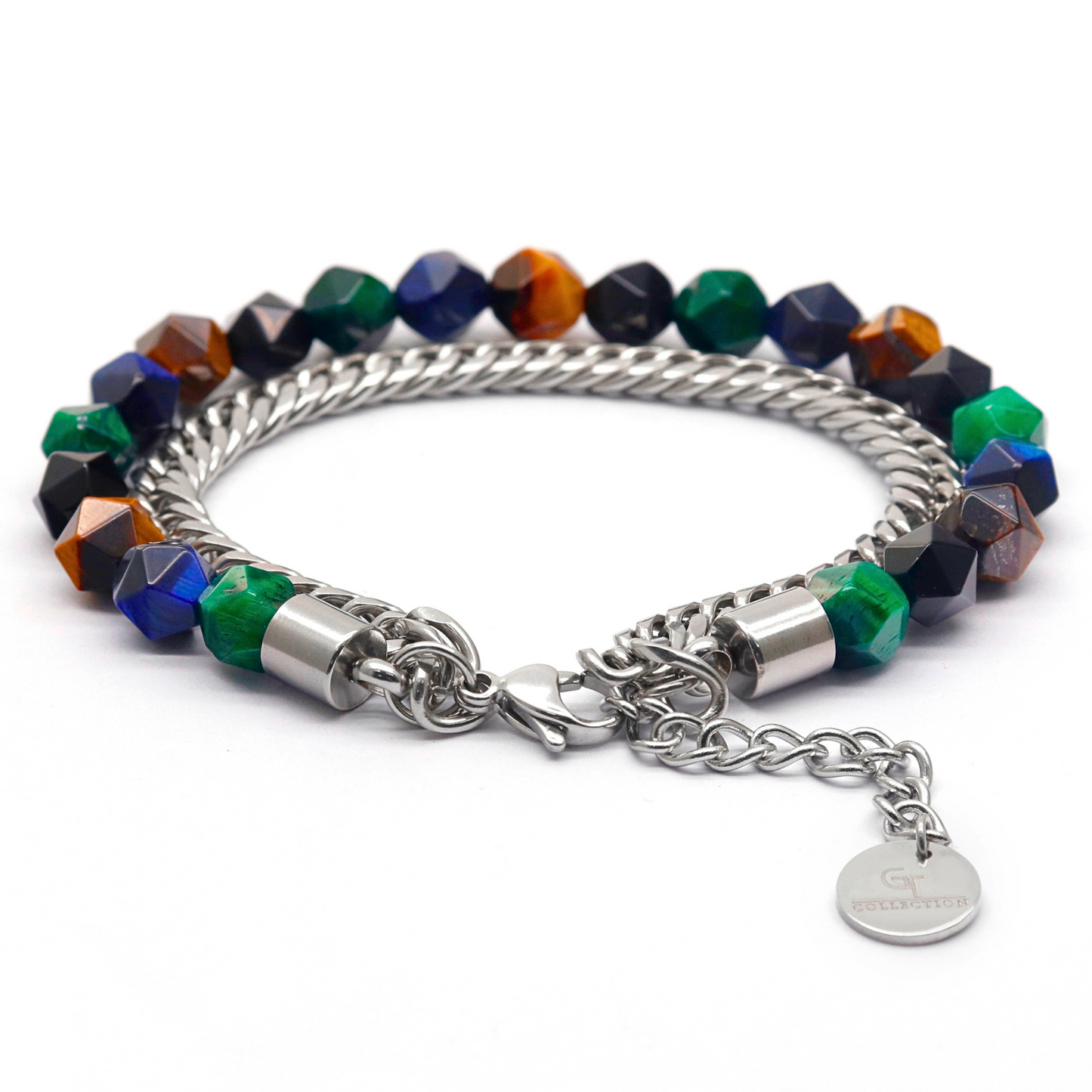 Men's MIXED TIGER EYE Faceted Bracelet
