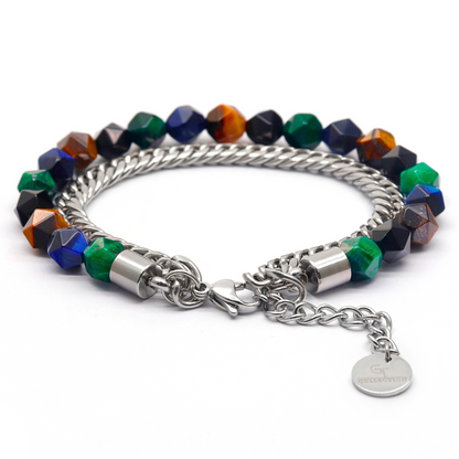 Men's MIXED TIGER EYE Faceted Bracelet