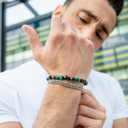 Men's MIXED TIGER EYE Faceted Bracelet
