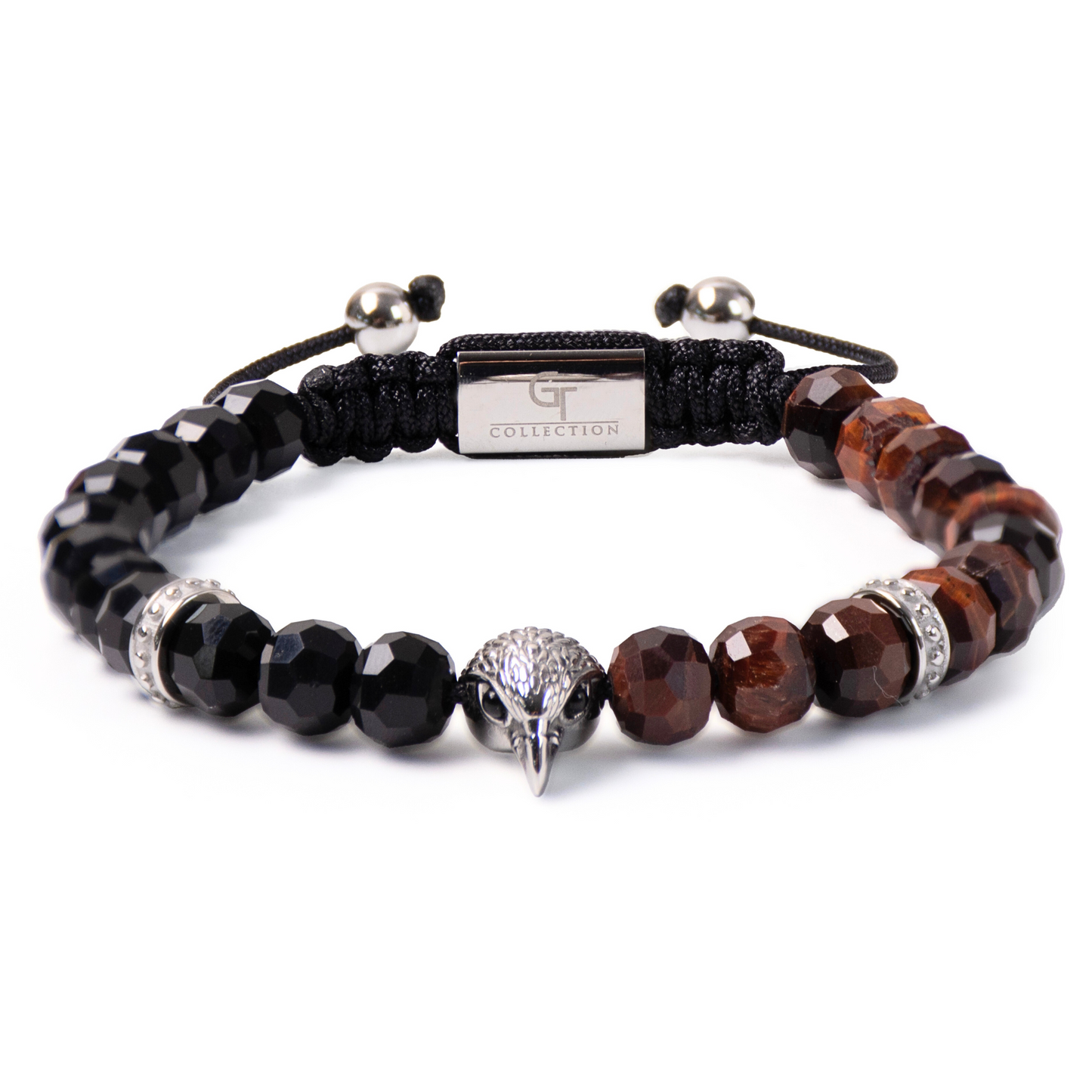 Men's AMERICAN EAGLE Bracelet with RED TIGER EYE, ONYX Stone