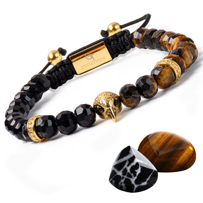Men's AMERICAN EAGLE Bracelet with TIGER EYE, ONYX Stone