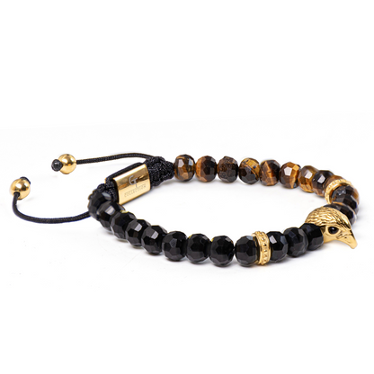Men's AMERICAN EAGLE Bracelet with TIGER EYE, ONYX Stone