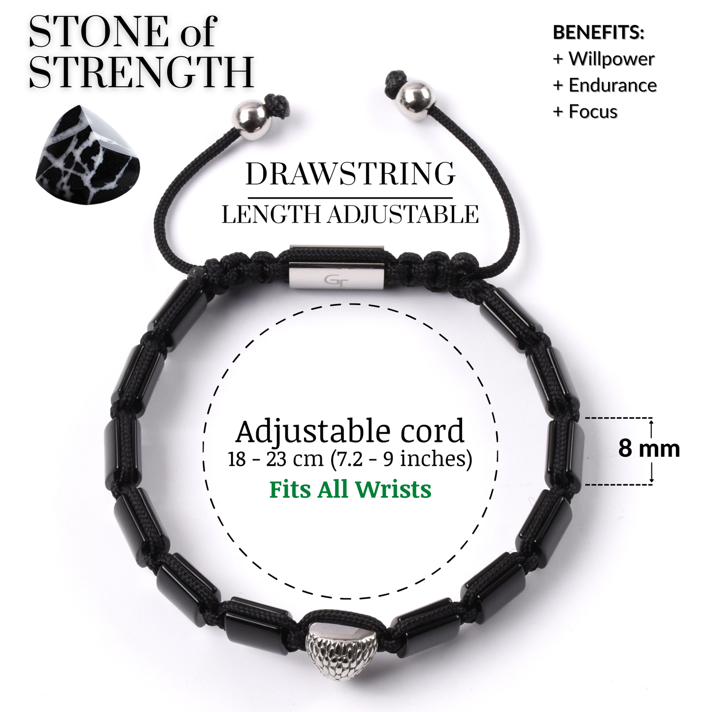 Herrenarmband AMERICAN EAGLE mit TIGERAUGE, ONYX-Stein
