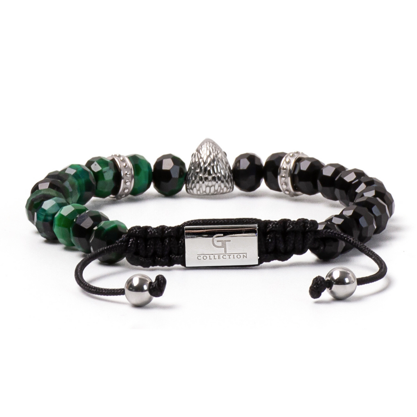 Men's AMERICAN EAGLE Bracelet with GREEN TIGER EYE, ONYX Stone