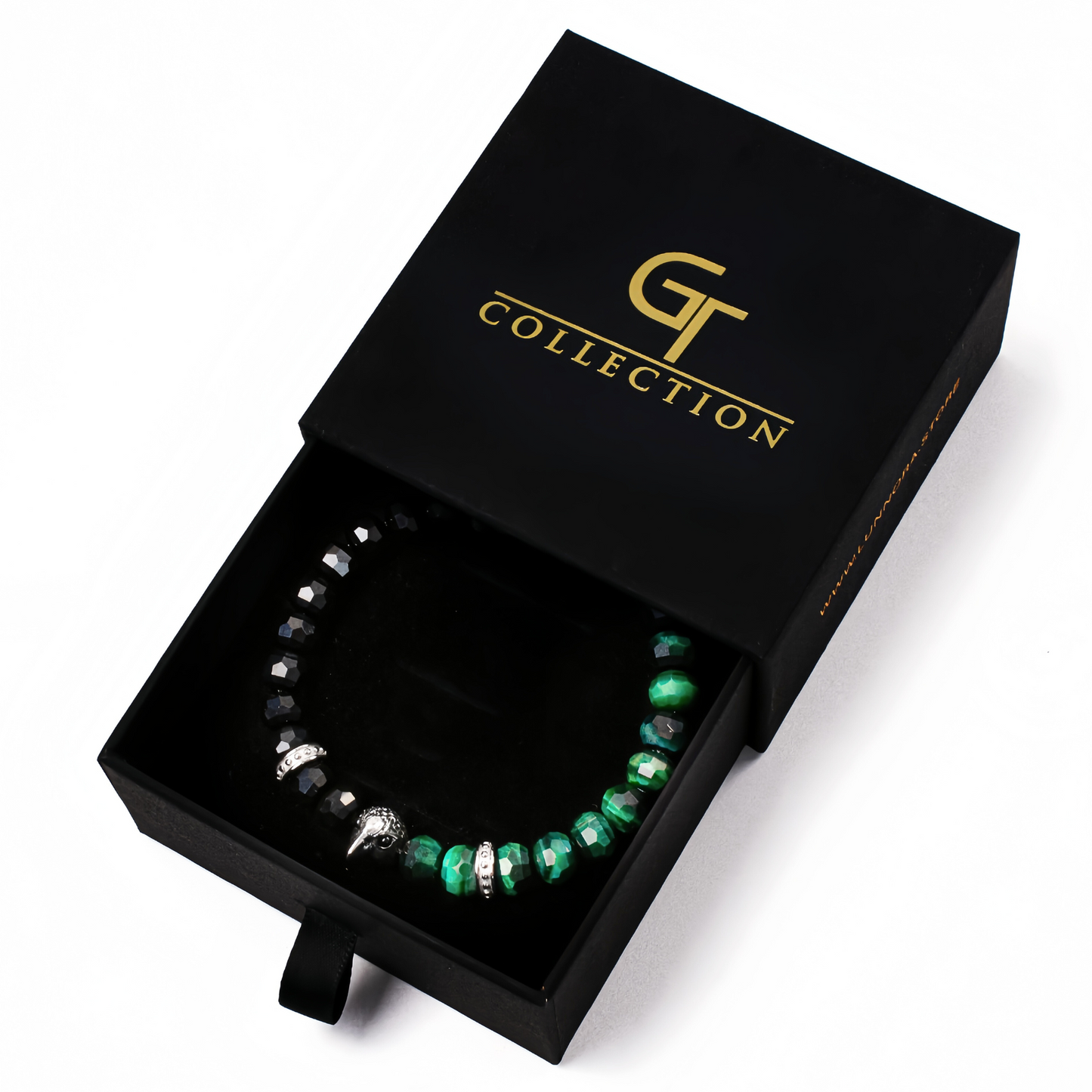 Men's AMERICAN EAGLE Bracelet with GREEN TIGER EYE, ONYX Stone