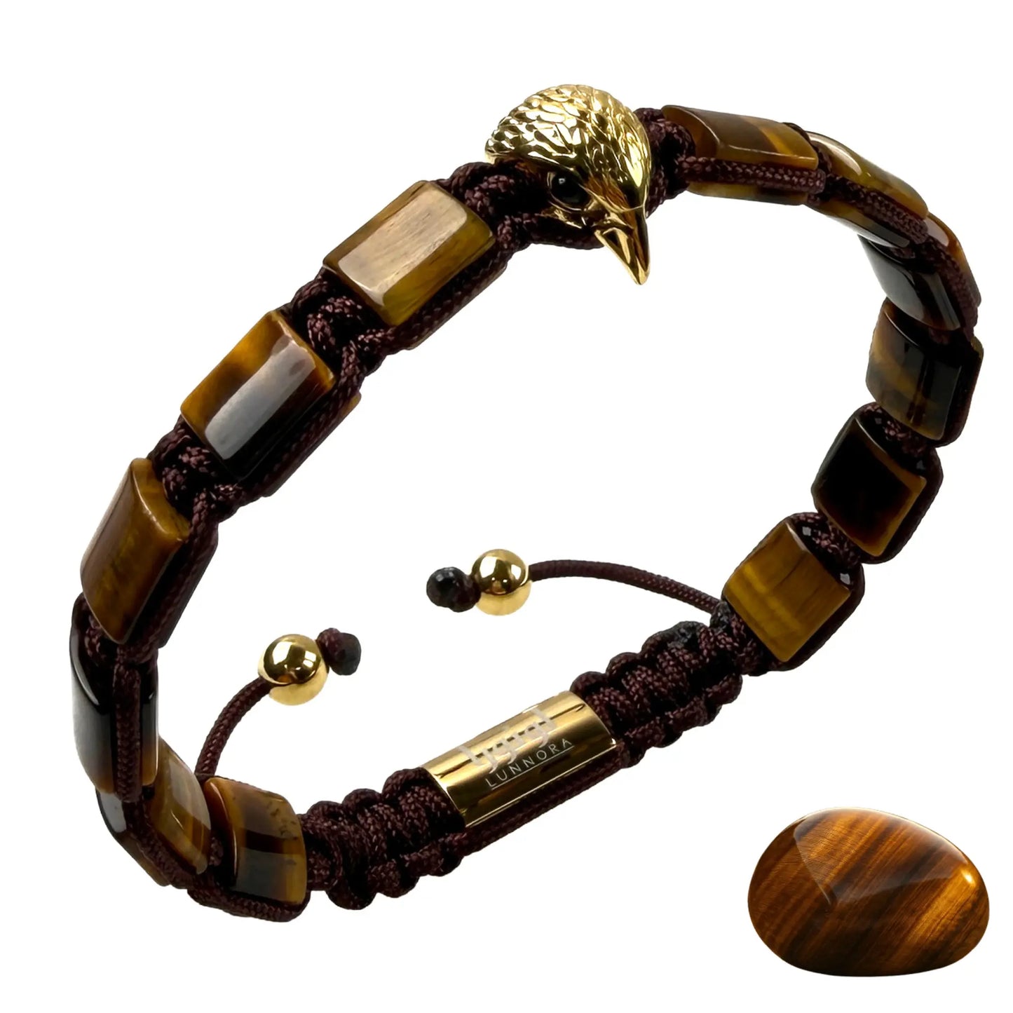 Herrenarmband AMERICAN EAGLE mit GRÜNEM TIGERAUGE, ONYX-Stein