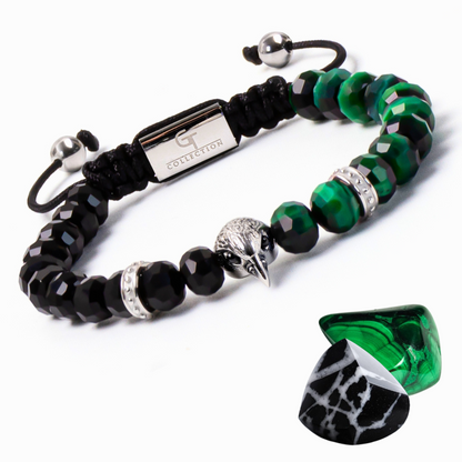 Men's AMERICAN EAGLE Bracelet with GREEN TIGER EYE, ONYX Stone
