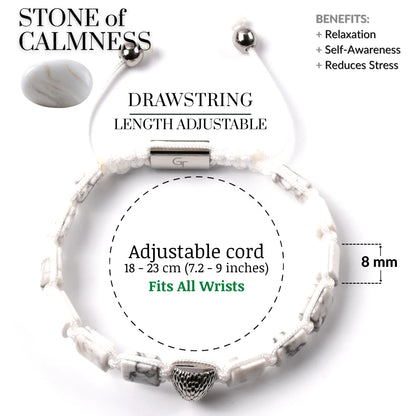 American Eagle Bracelet Stack | Men's White Howlite Bracelet Set with Silver Eagle