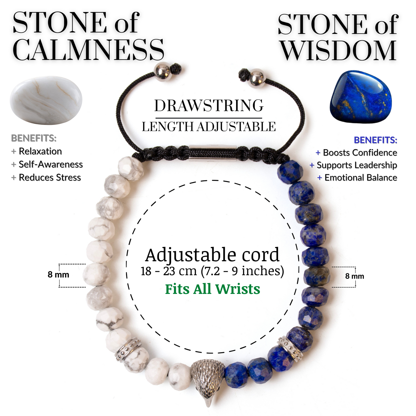 Men's AMERICAN EAGLE Bracelet with LAPIS, HOWLITE Stone