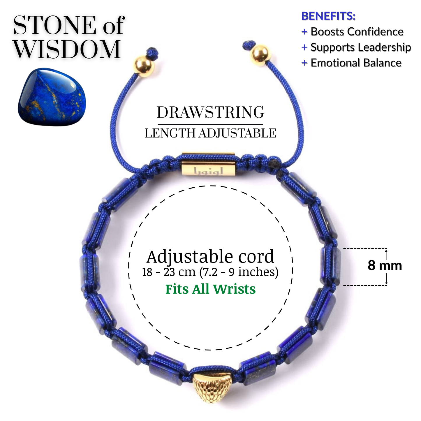 Bracelet AMERICAN EAGLE pour homme avec pierre LAPIS et HOWLITE