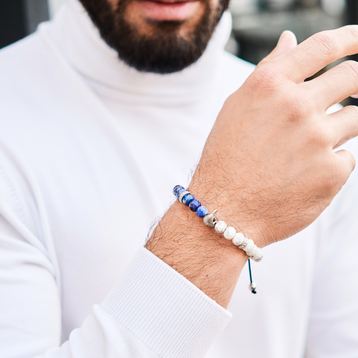 Men's AMERICAN EAGLE Bracelet with LAPIS, HOWLITE Stone