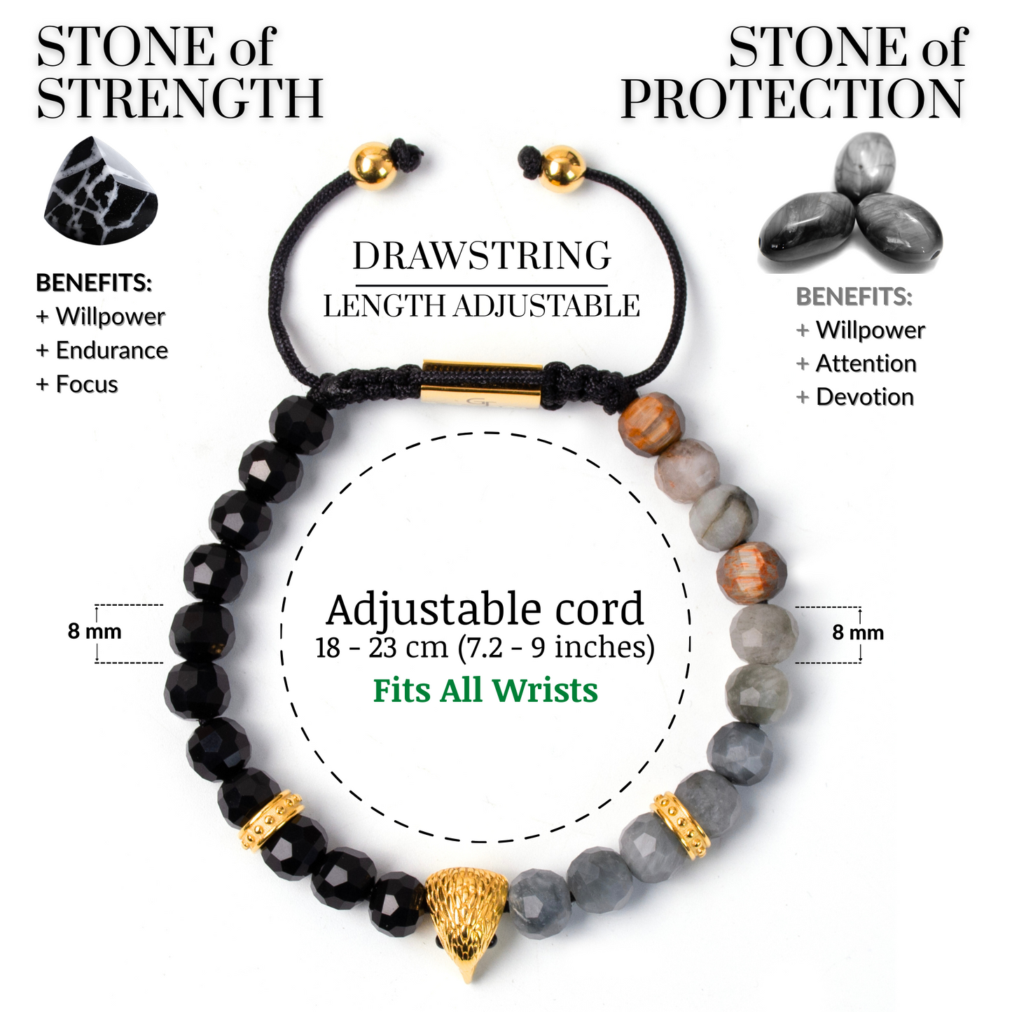 Men's AMERICAN EAGLE Bracelet with EAGLE EYE, ONYX Stone