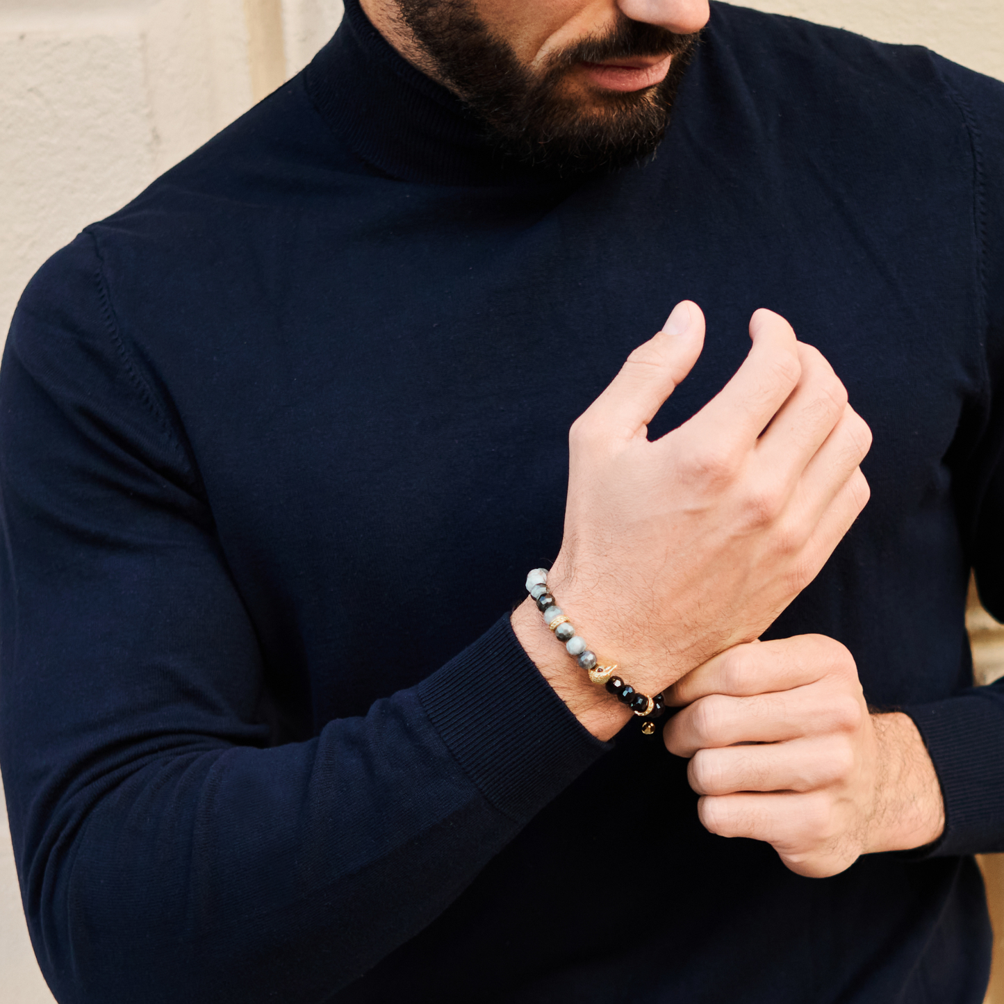 Men's AMERICAN EAGLE Bracelet with EAGLE EYE, ONYX Stone