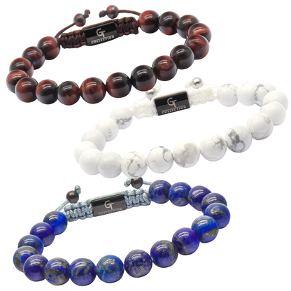 Freedom Stack | Men's Red Tiger Eye, Howlite & Lapis Lazuli Bracelet Set