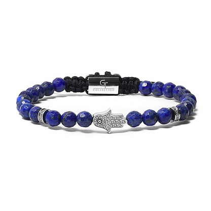 Men's LAPIS LAZULI Bracelet with Silver HAMSA Hand