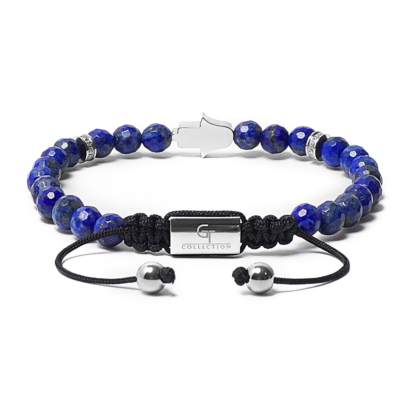 Men's LAPIS LAZULI Bracelet with Silver HAMSA Hand