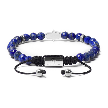 Men's LAPIS LAZULI Bracelet with Silver HAMSA Hand