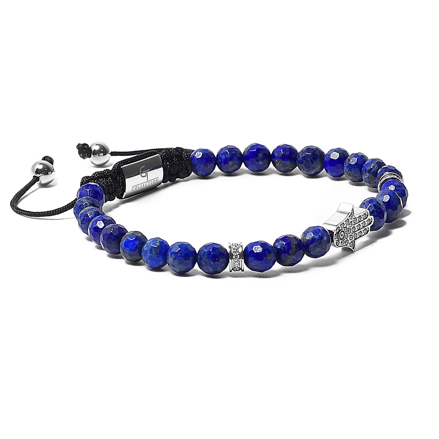 Men's LAPIS LAZULI Bracelet with Silver HAMSA Hand