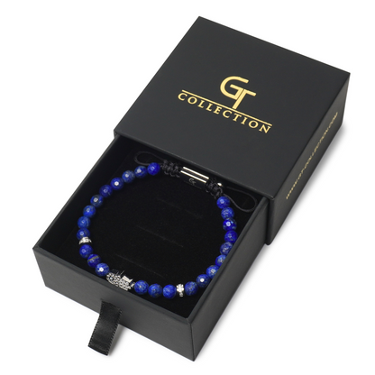 Men's LAPIS LAZULI Bracelet with Silver HAMSA Hand