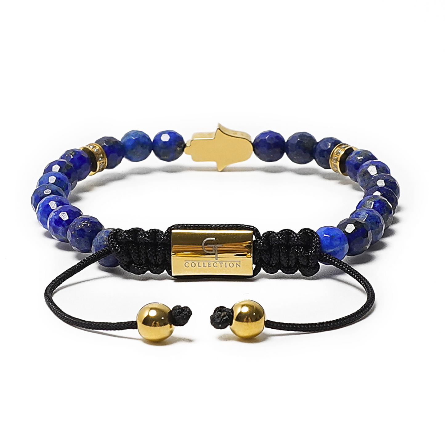 Men's LAPIS LAZULI Bracelet with Golden HAMSA Hand