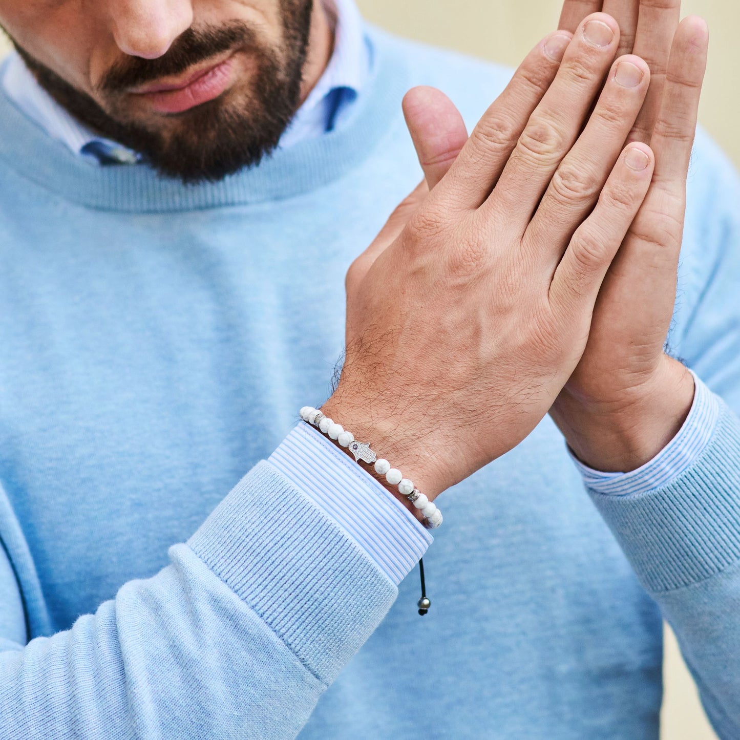 Men's HOWLITE Bracelet with Silver HAMSA Hand